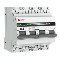 Автоматический выключатель 4P 4А (C) 4,5kA ВА 47-63 PROxima | код  mcb4763-4-04C-pro | EKF